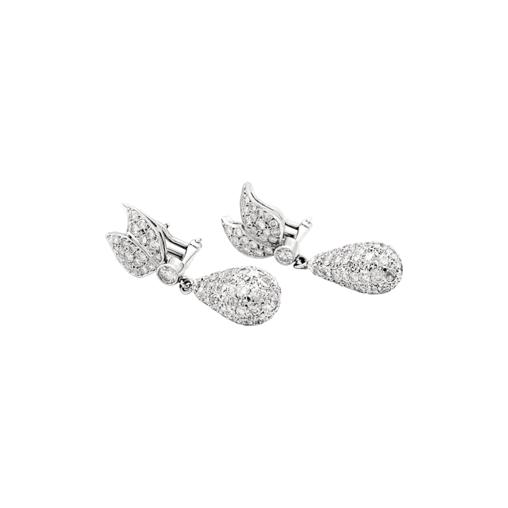 Boucles d'oreilles Pendantes en or blanc et diamants - Image 4