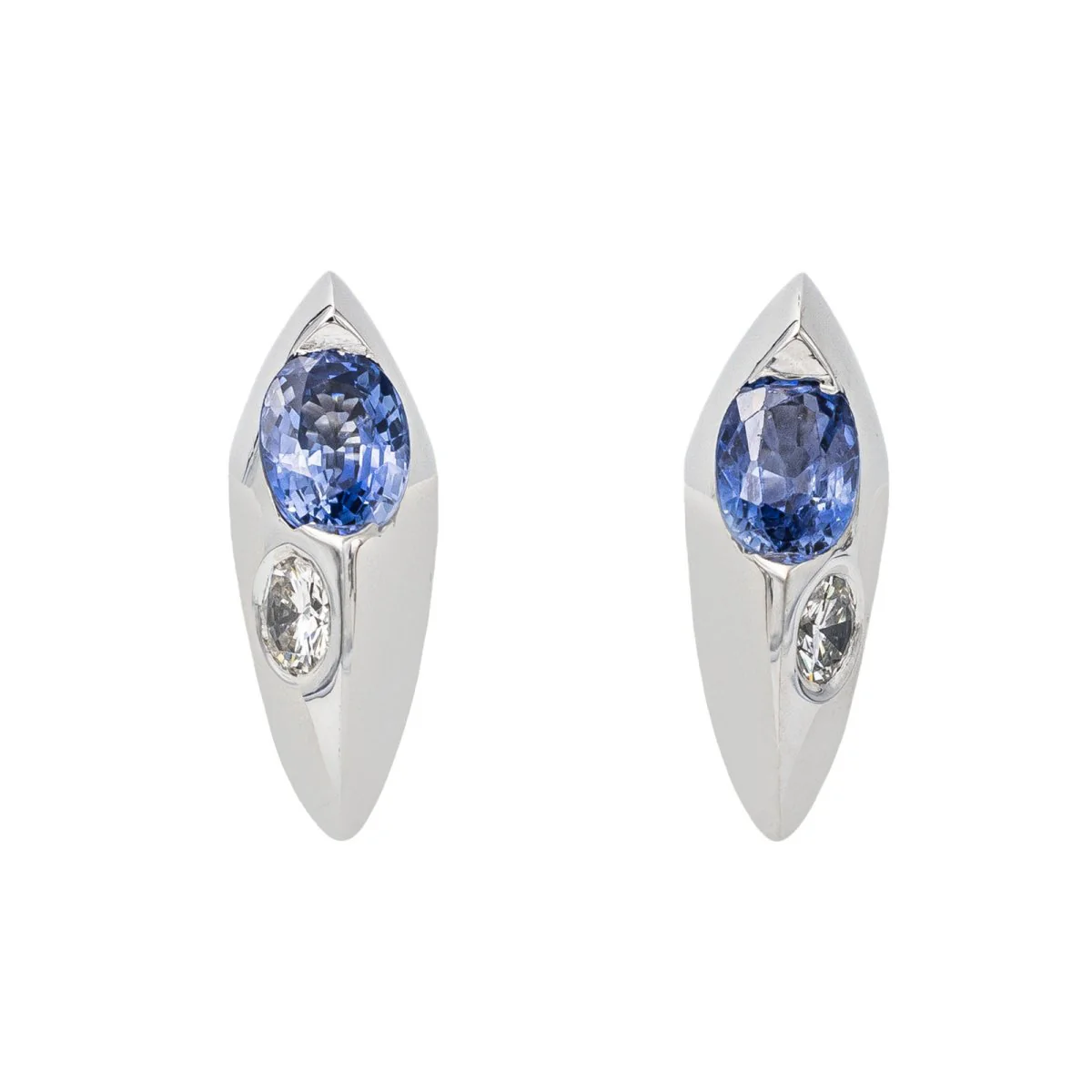 Boucles d'oreilles Or blanc Saphir