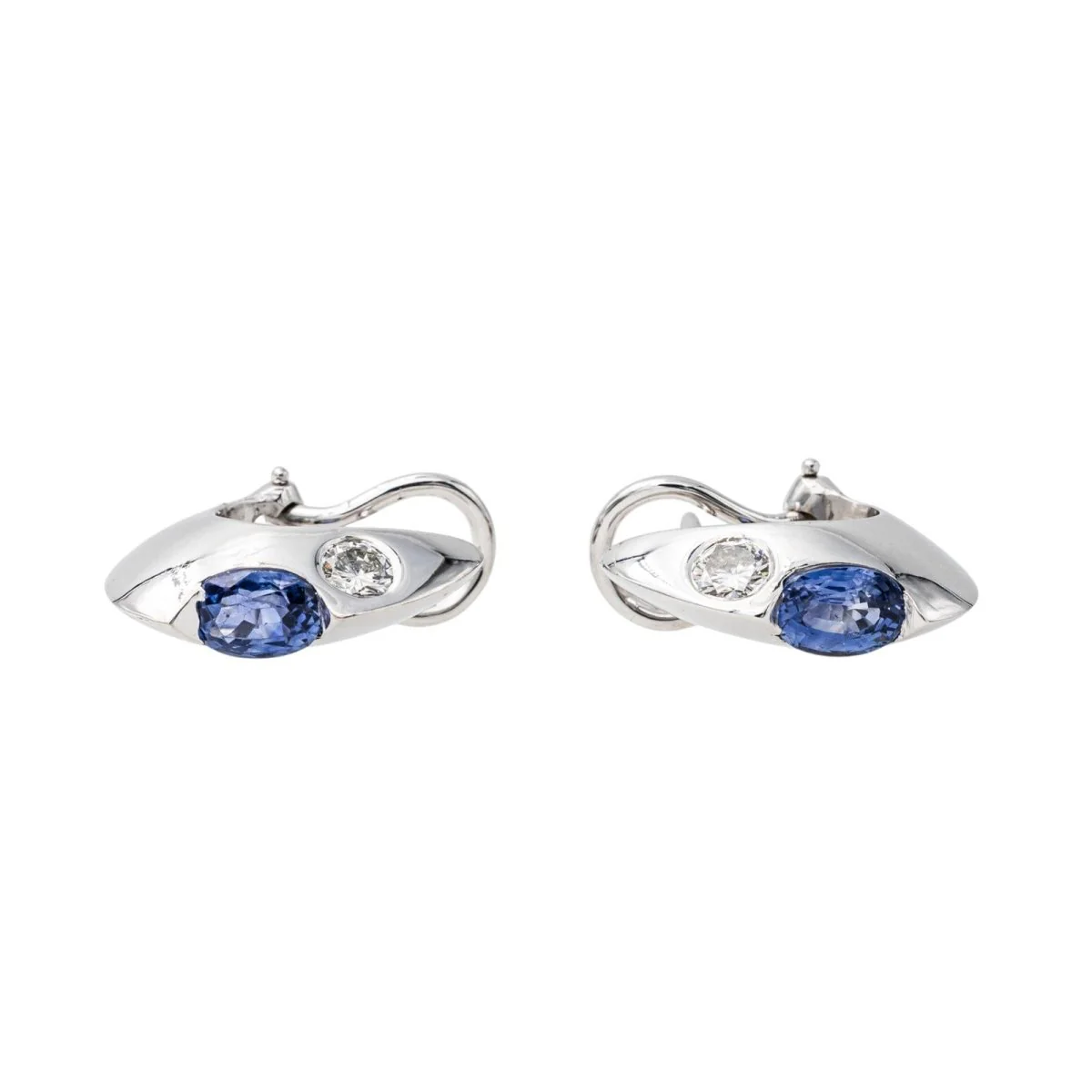 Boucles d'oreilles Or blanc Saphir - Image 3