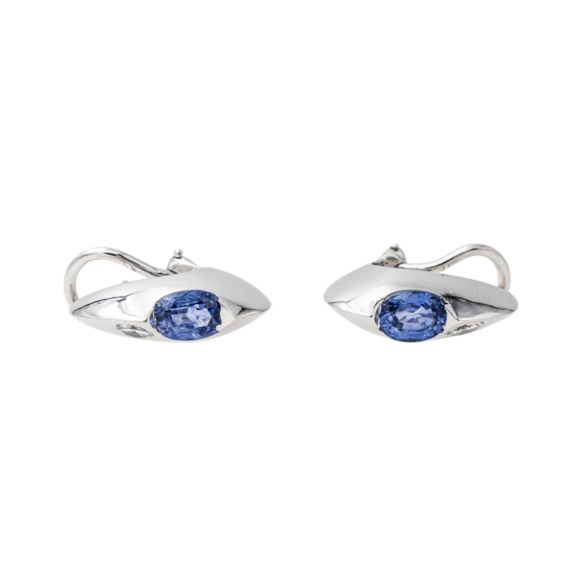 Boucles d'oreilles Or blanc Saphir - Image 4