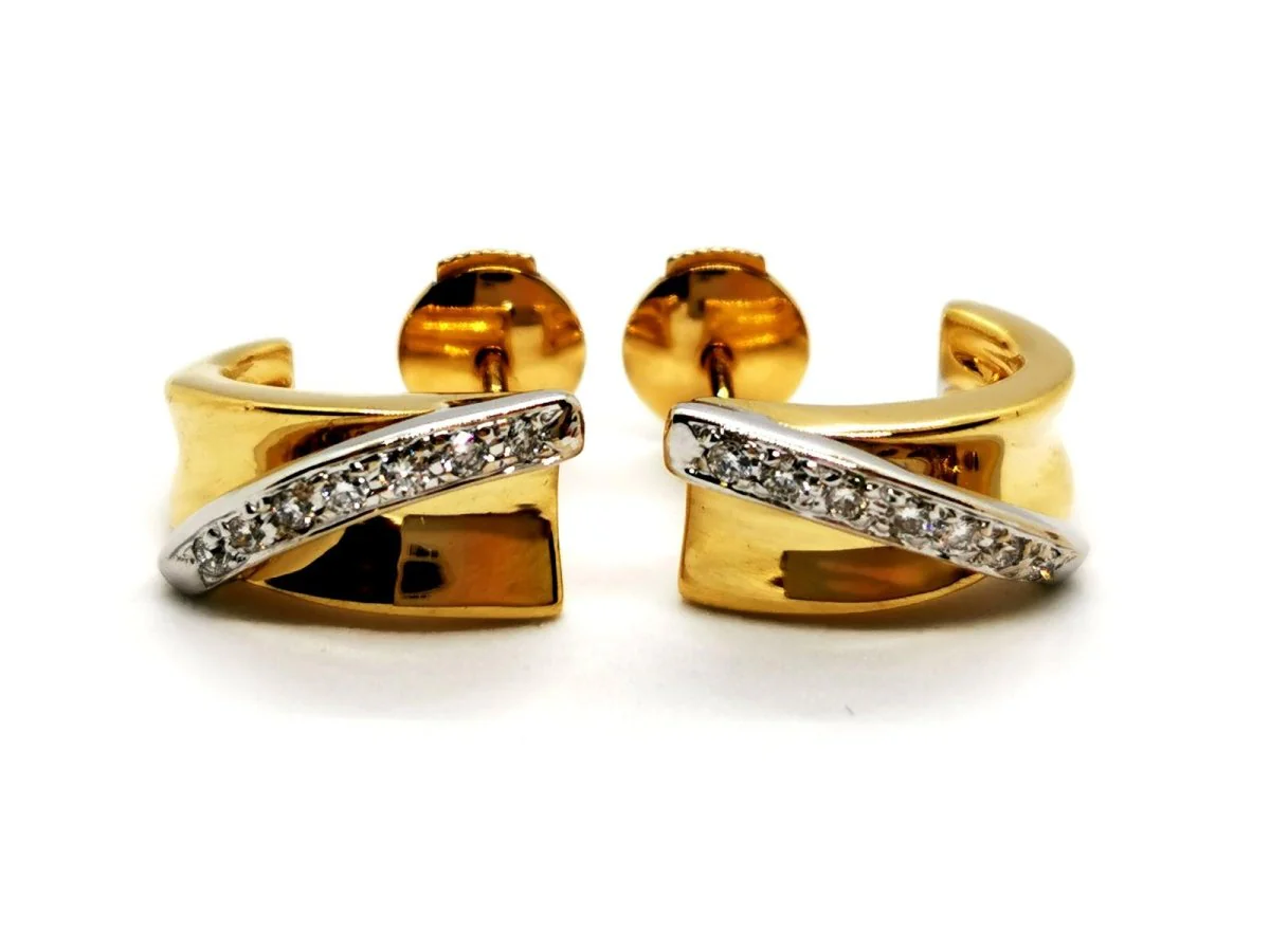 Boucles d'oreilles en 2 ors et diamants