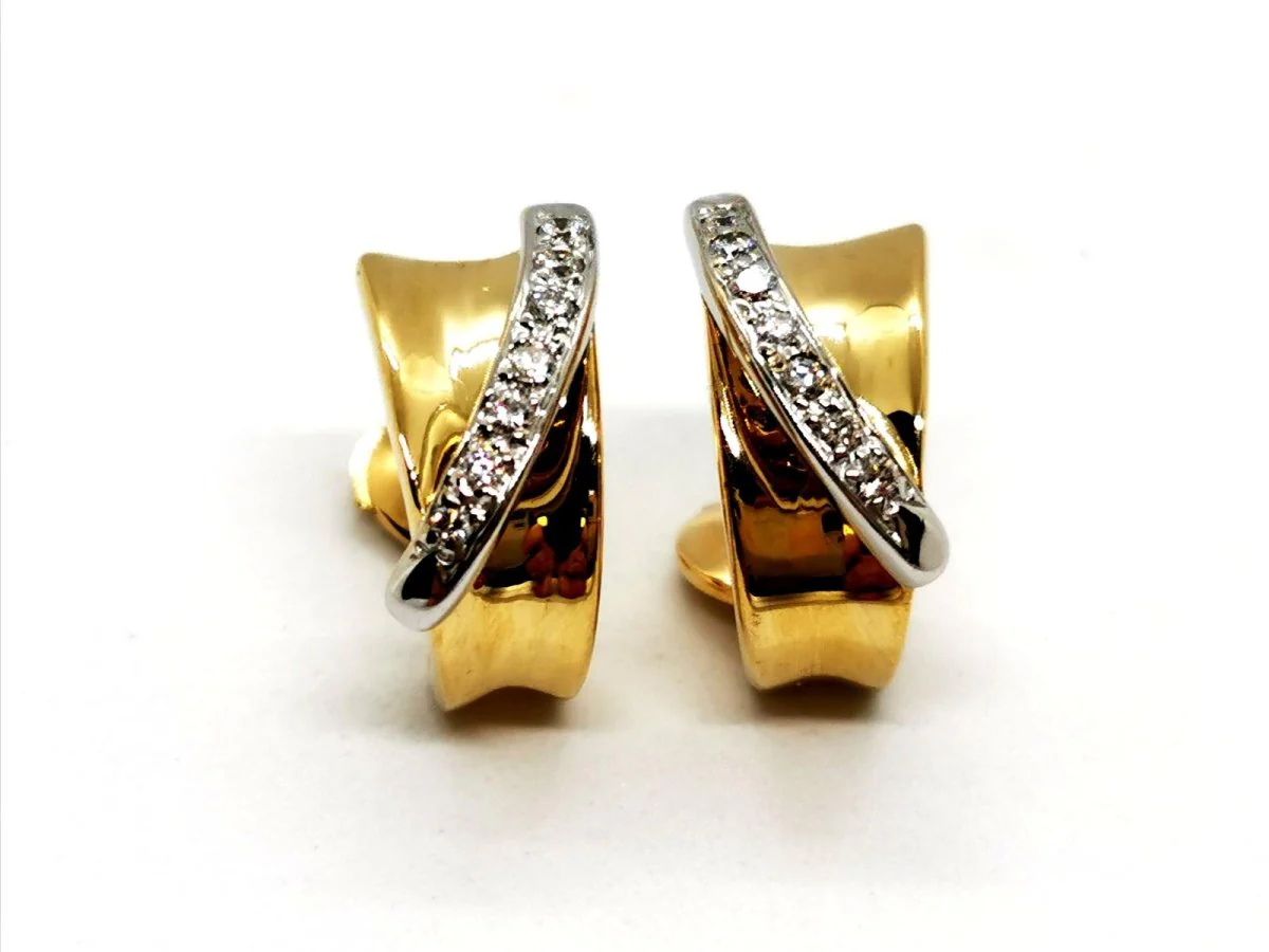 Boucles d'oreilles en 2 ors et diamants - Image 2
