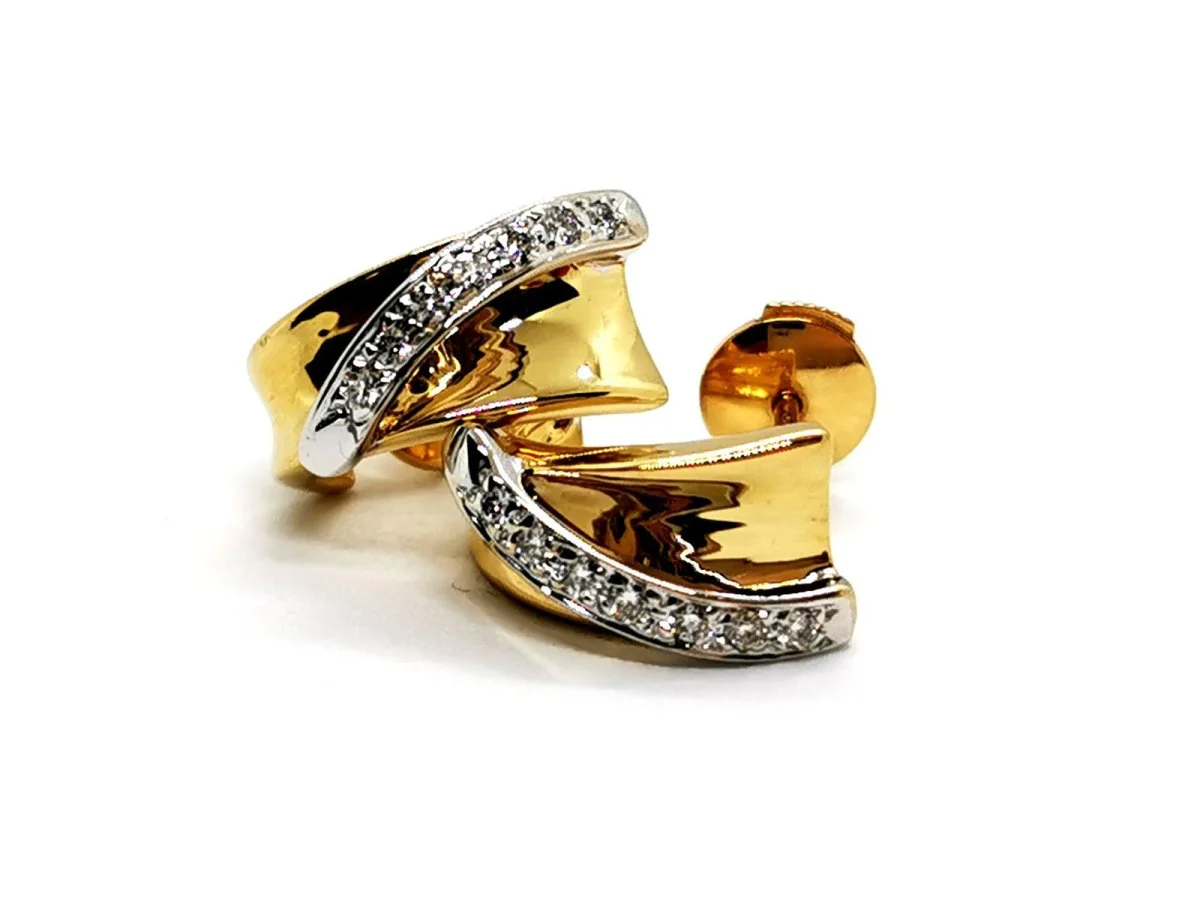 Boucles d'oreilles en 2 ors et diamants - Image 3