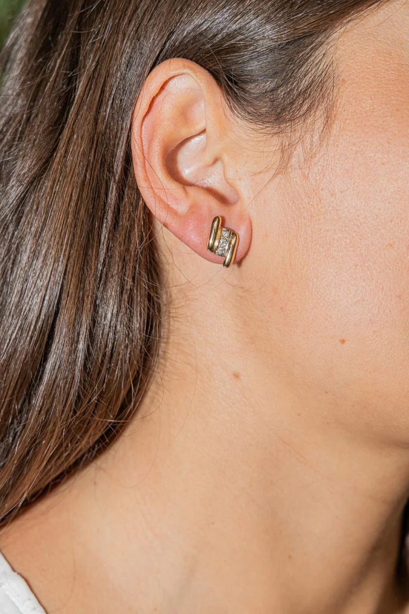 Boucles d'oreilles Or jaune Diamant - Image 2