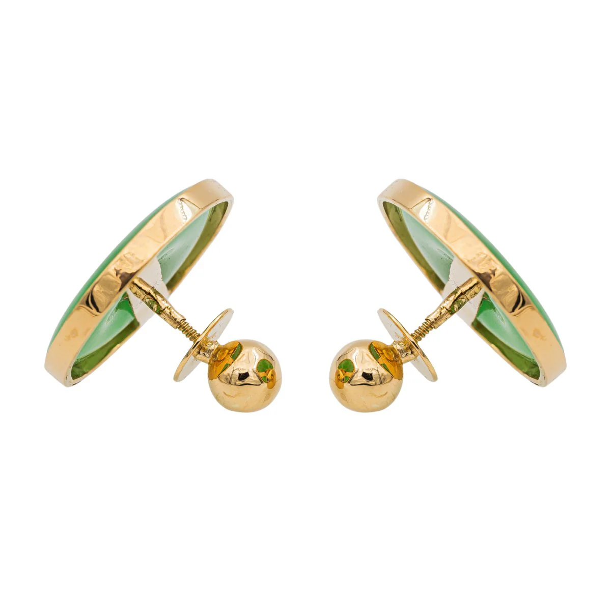 Boucles d'oreilles en or jaune, jade et diamans - Image 3
