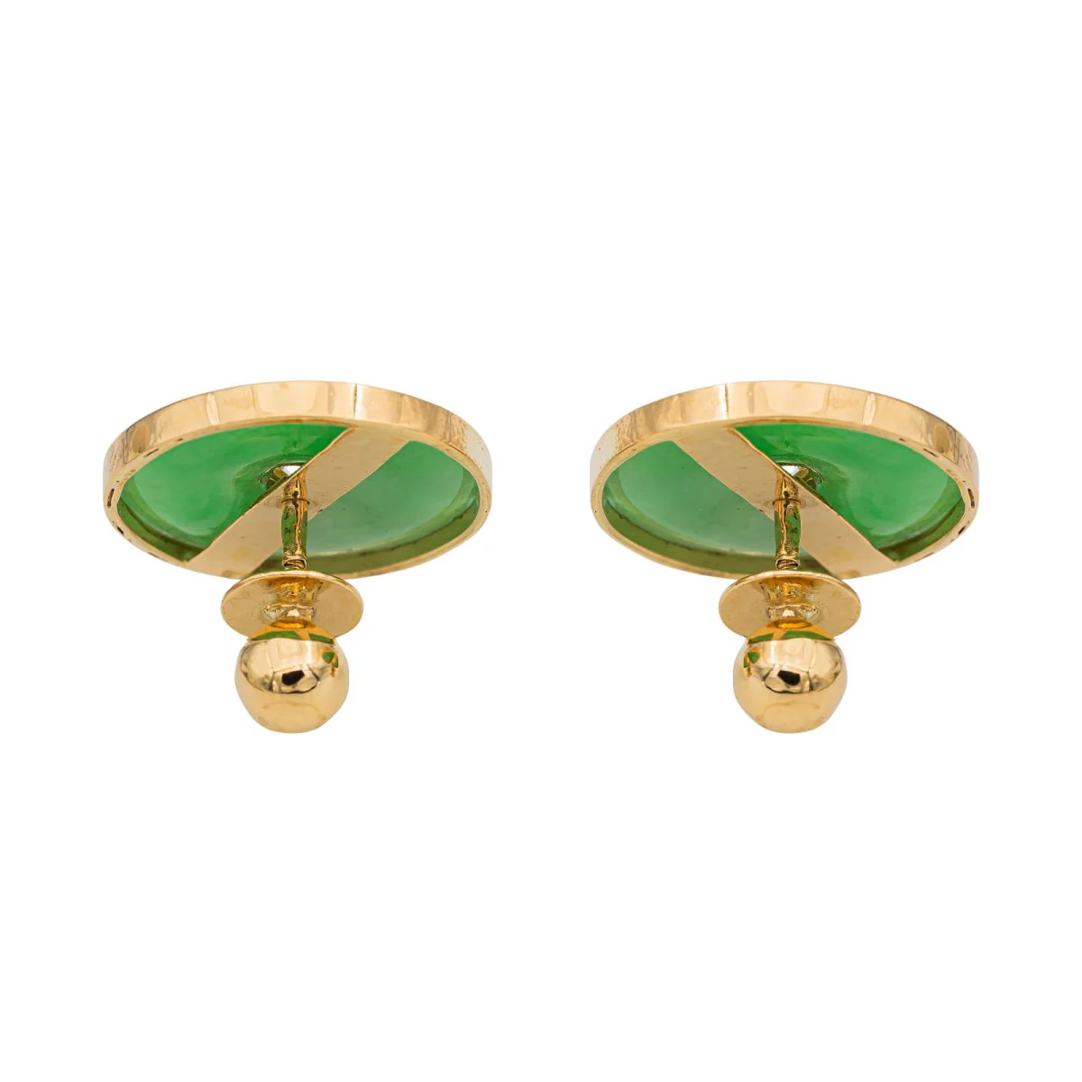 Boucles d'oreilles en or jaune, jade et diamans - Image 4