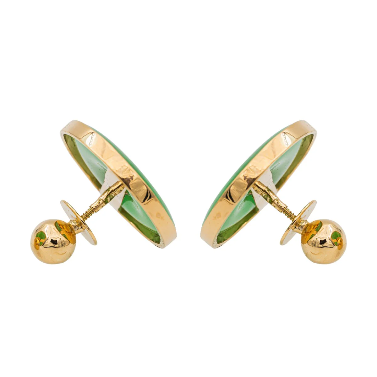 Boucles d'oreilles en or jaune, jade et diamans - Image 5