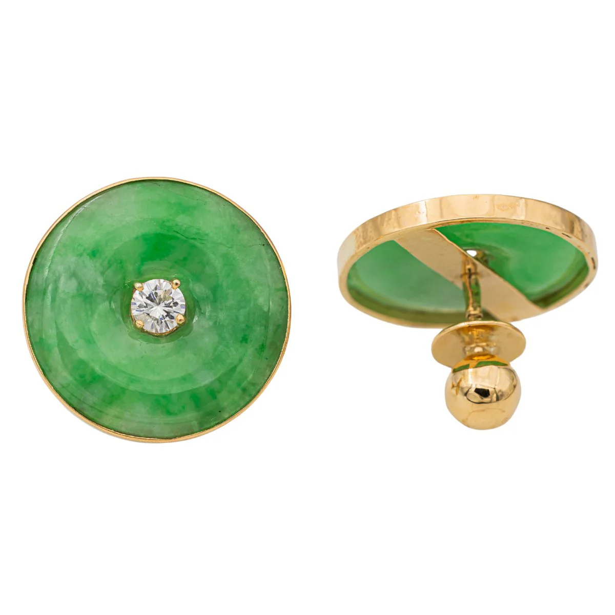 Boucles d'oreilles en or jaune, jade et diamans - Image 6
