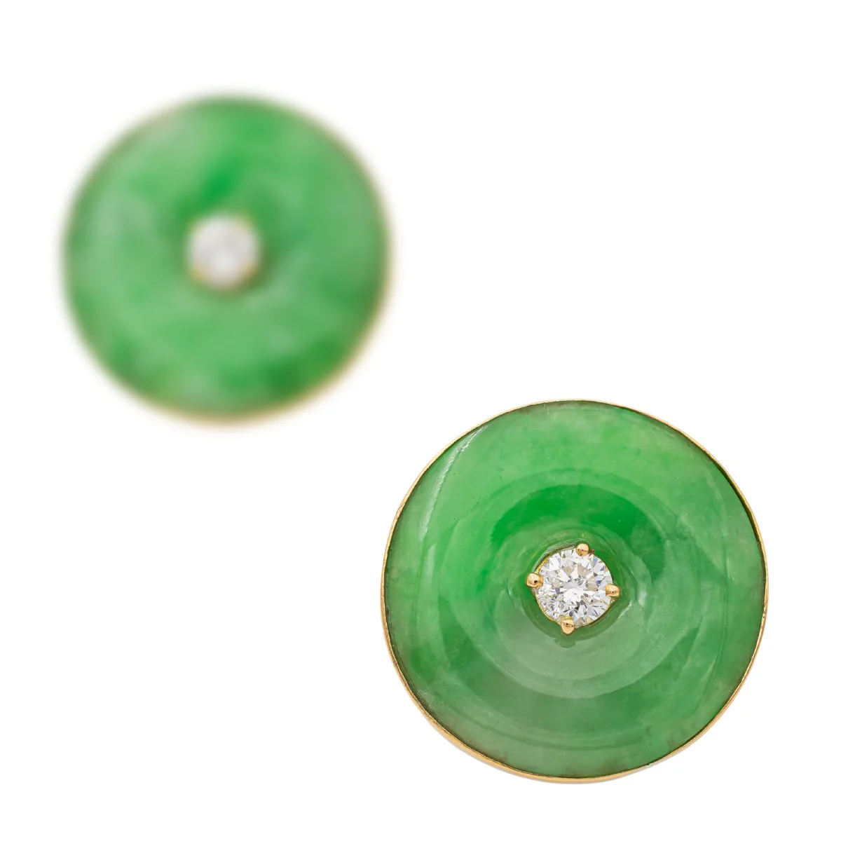 Boucles d'oreilles en or jaune, jade et diamans - Image 7