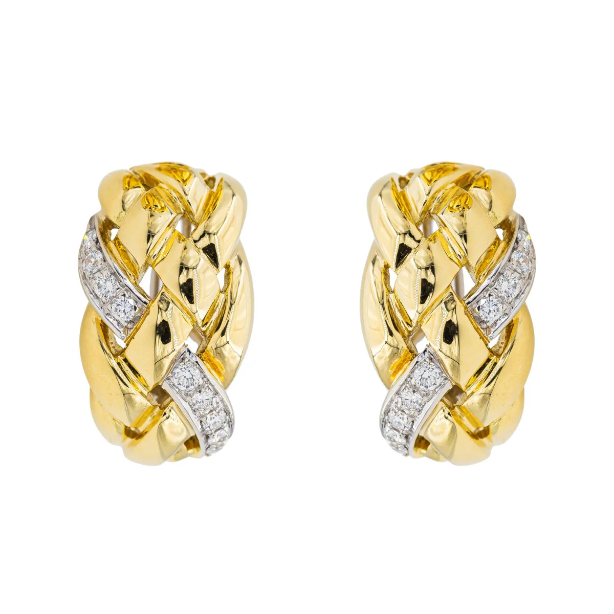 Boucles d'oreilles en or jaune et diamants