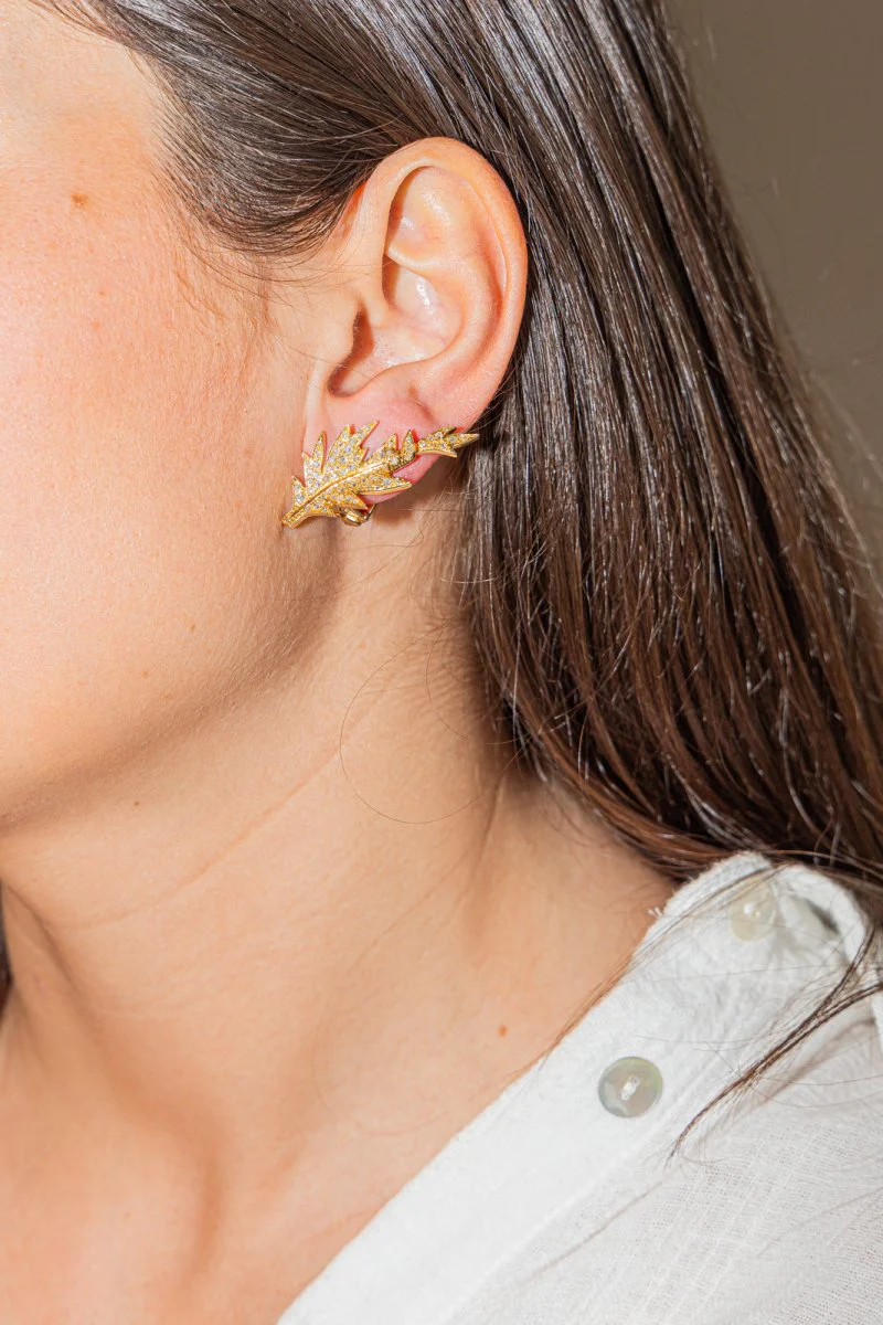 Boucles d'oreilles Clou en or jaune et diamant - Image 2