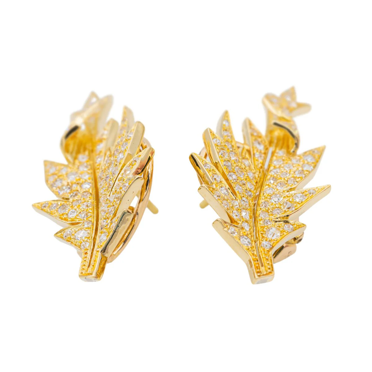 Boucles d'oreilles Clou en or jaune et diamant - Image 4