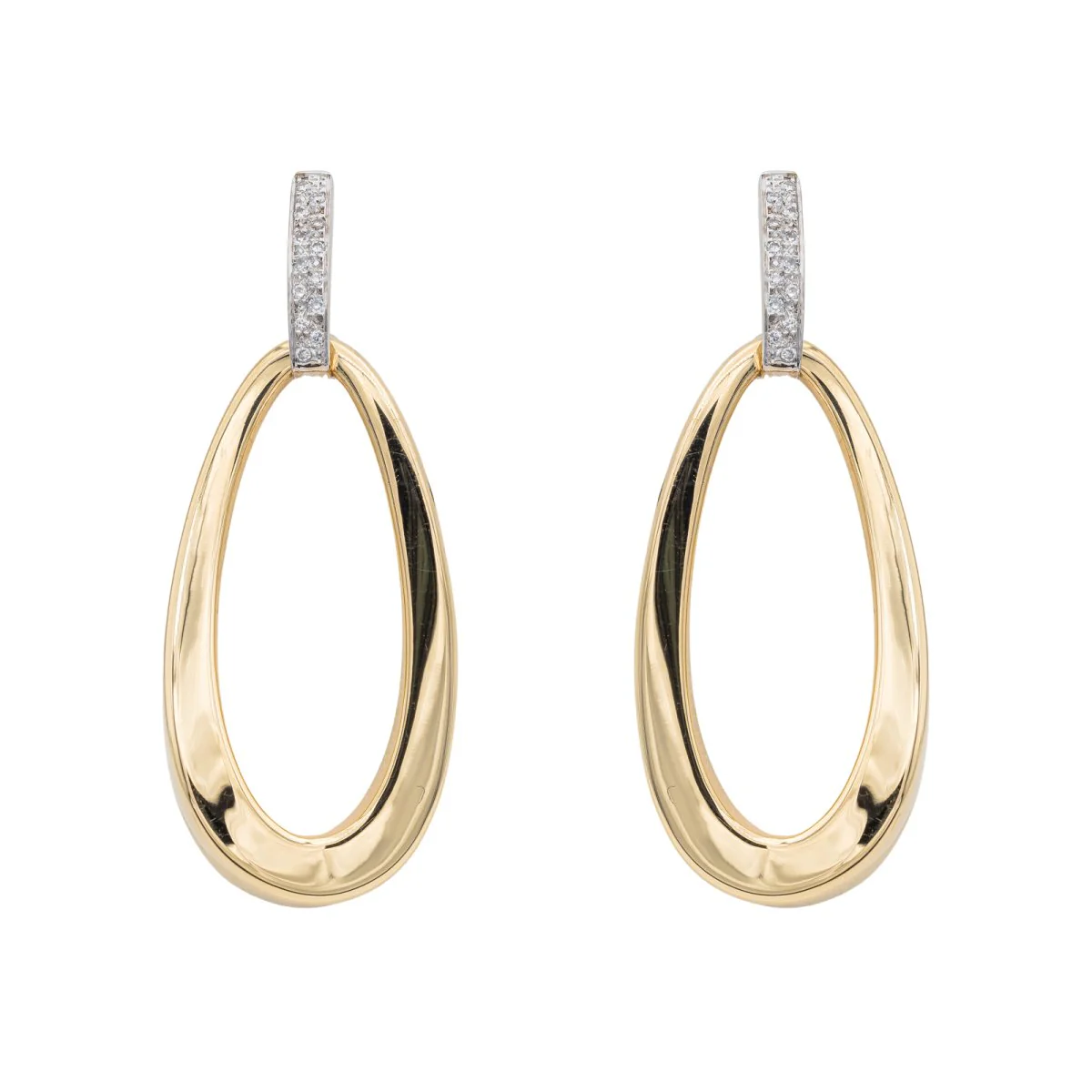 Boucles d'oreilles en or jaune, or blanc et diamants