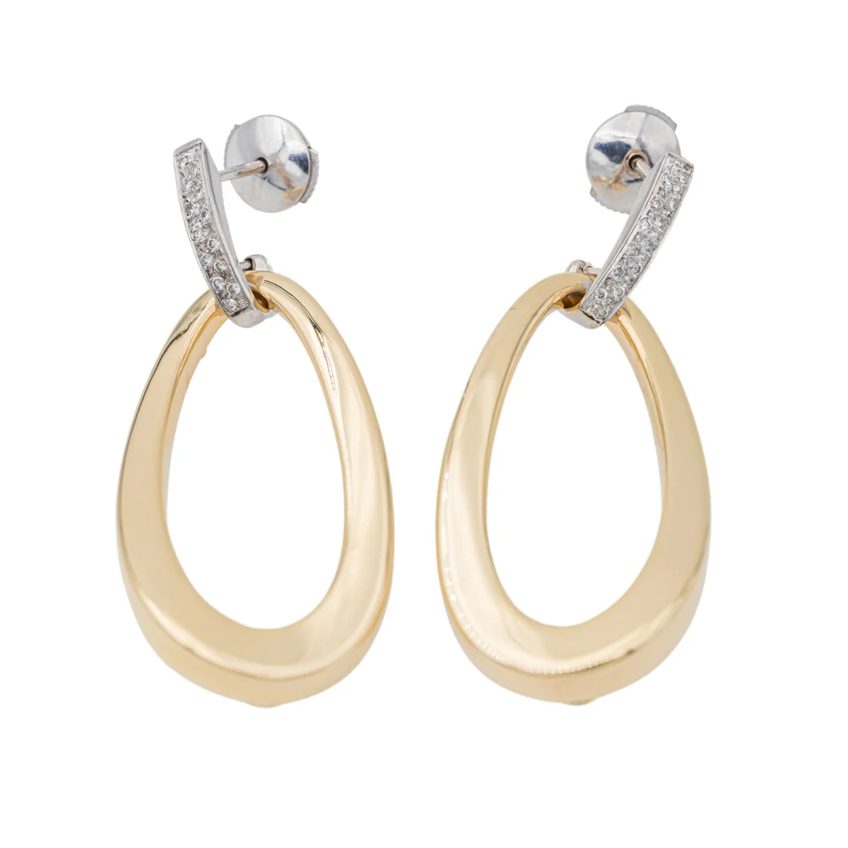 Boucles d'oreilles en or jaune, or blanc et diamants - Image 3
