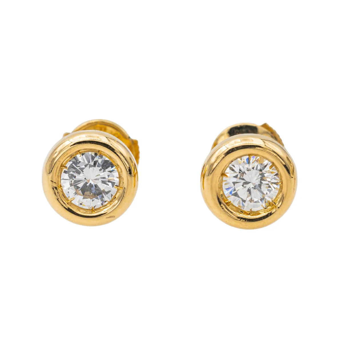 Boucles d'oreilles puces en or jaune et diamant - Image 4