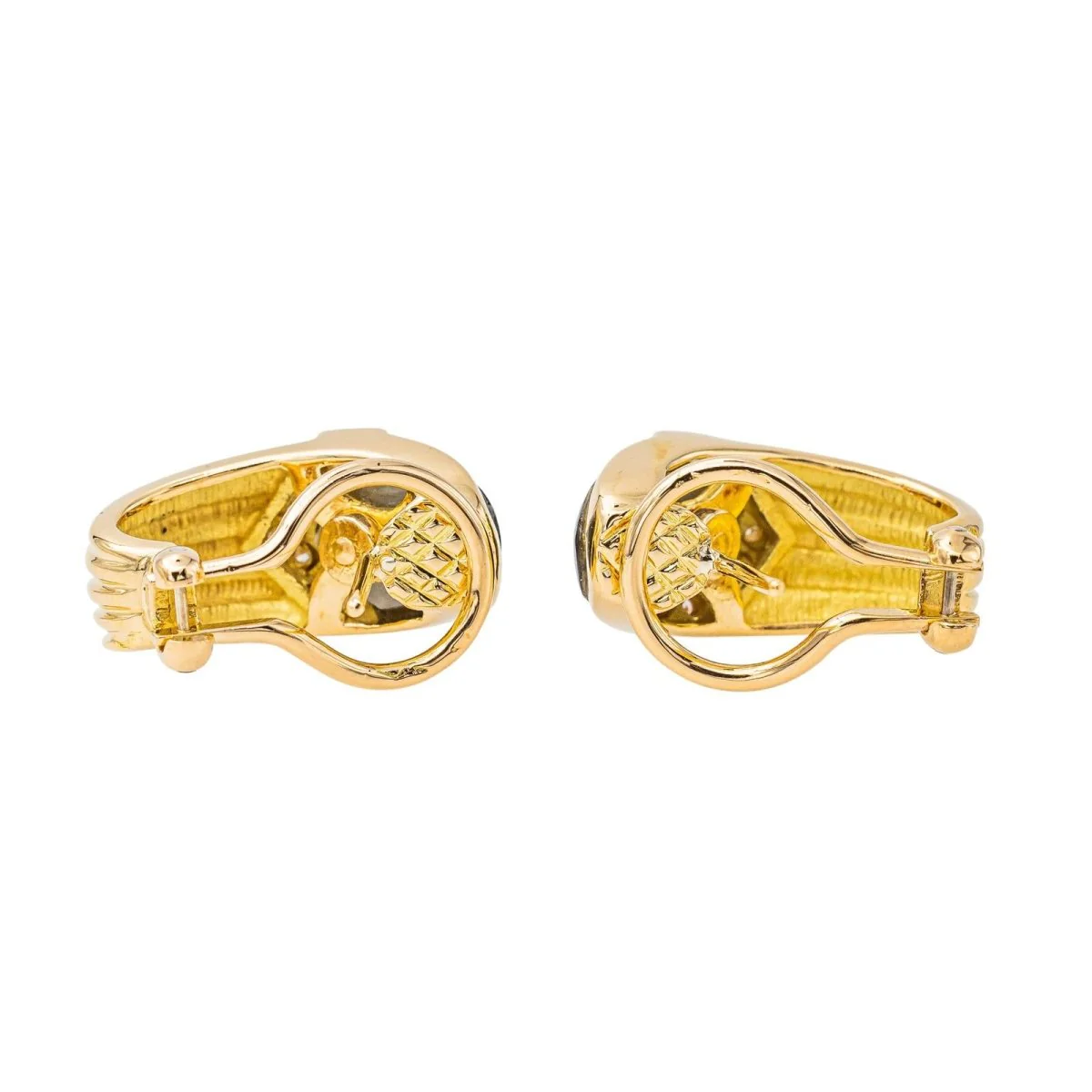 Boucles d'oreilles Clip Or Jaune Diamant en Nacre Noire - Image 6