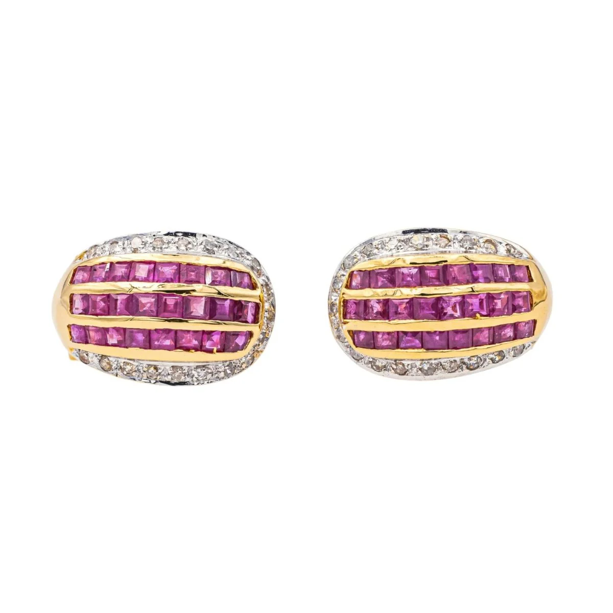 Boucles d'oreilles en or jaune, rubis et diamants - Image 4