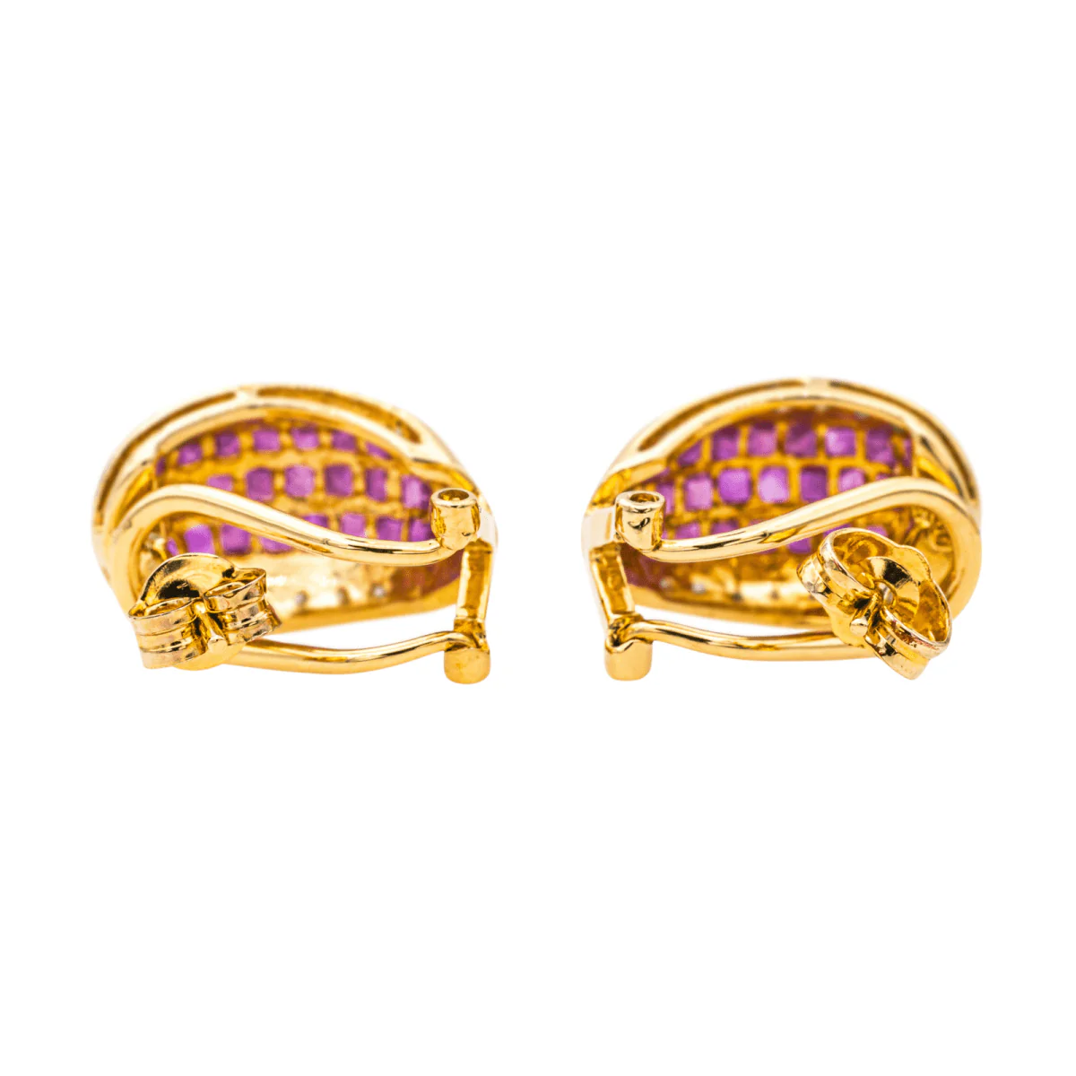 Boucles d'oreilles en or jaune, rubis et diamants - Image 5