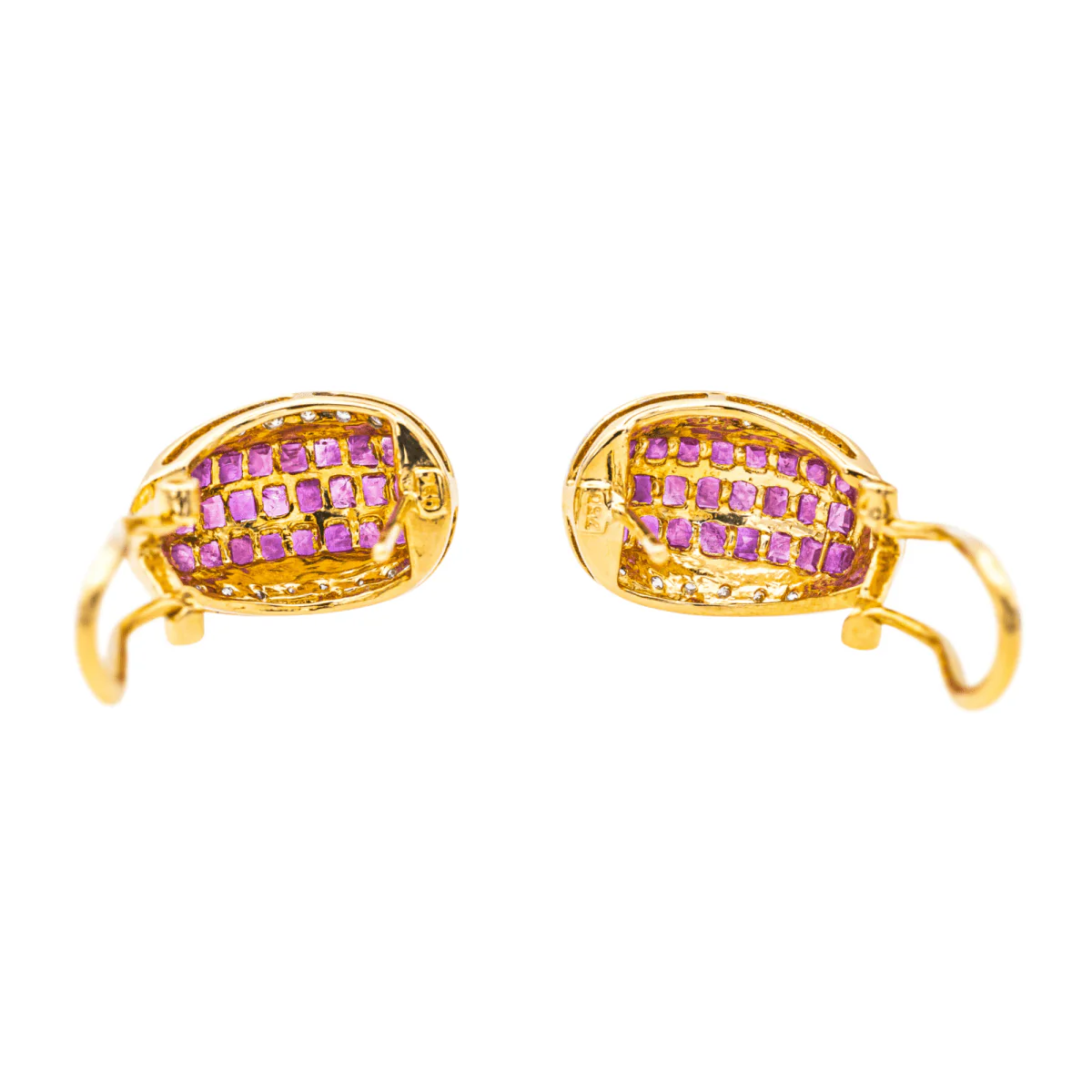 Boucles d'oreilles en or jaune, rubis et diamants - Image 6