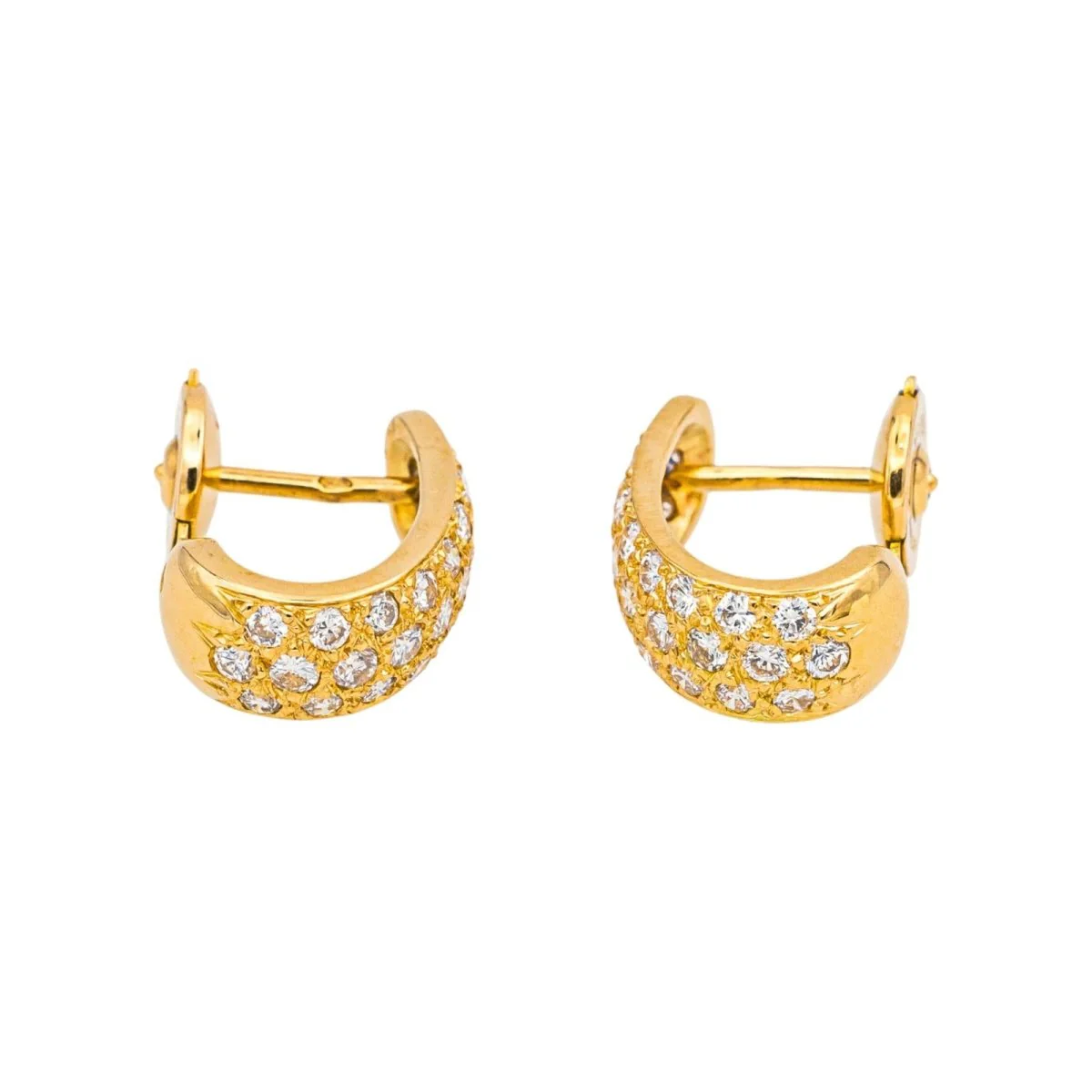 Boucles d'oreilles Créoles en or jaune et diamants - Image 3