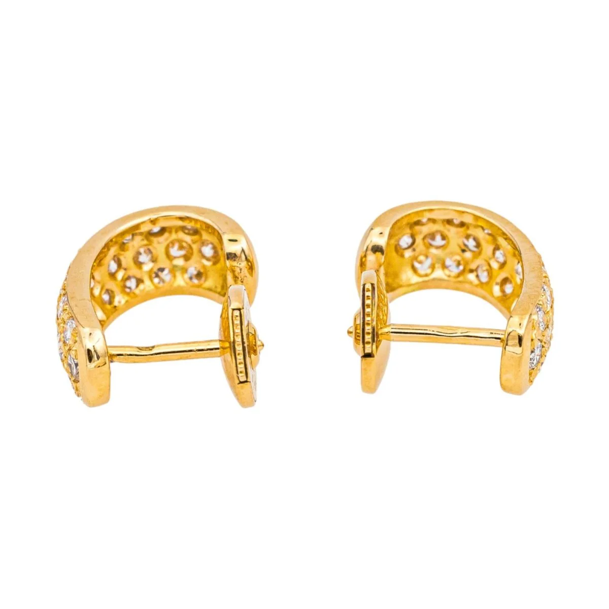 Boucles d'oreilles Créoles en or jaune et diamants - Image 4