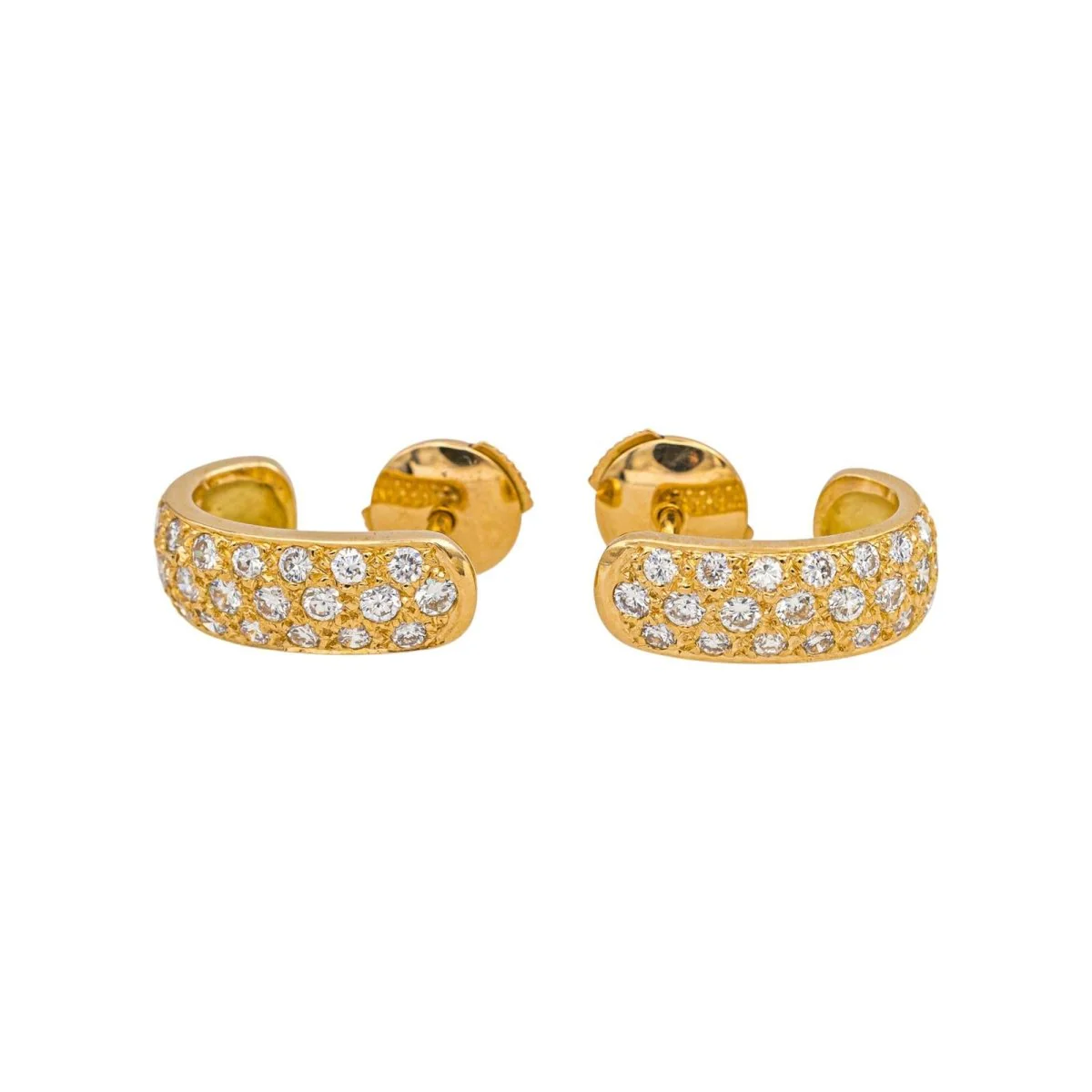 Boucles d'oreilles Créoles en or jaune et diamants - Image 5