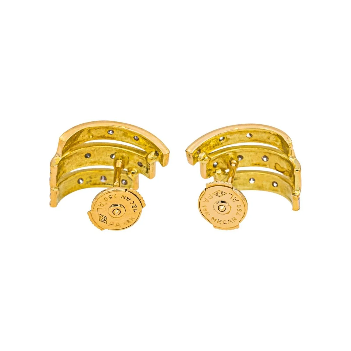Boucles d'oreilles Créoles en or jaune et diamants - Image 4