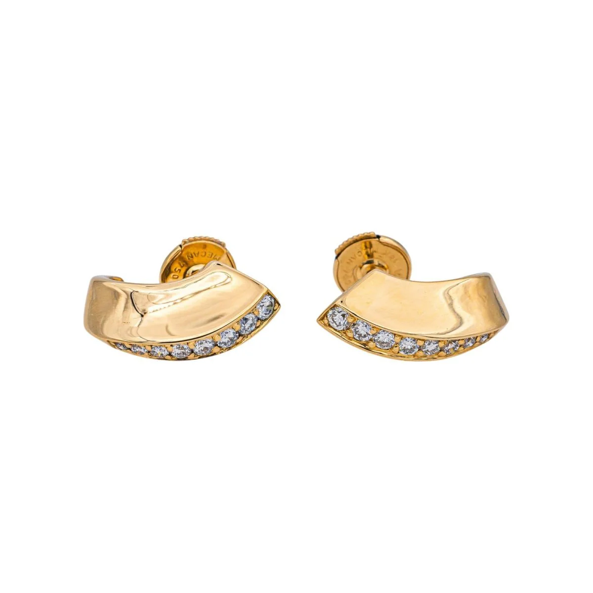 Boucles d'oreilles Puces en or jaune et diamants - Image 3