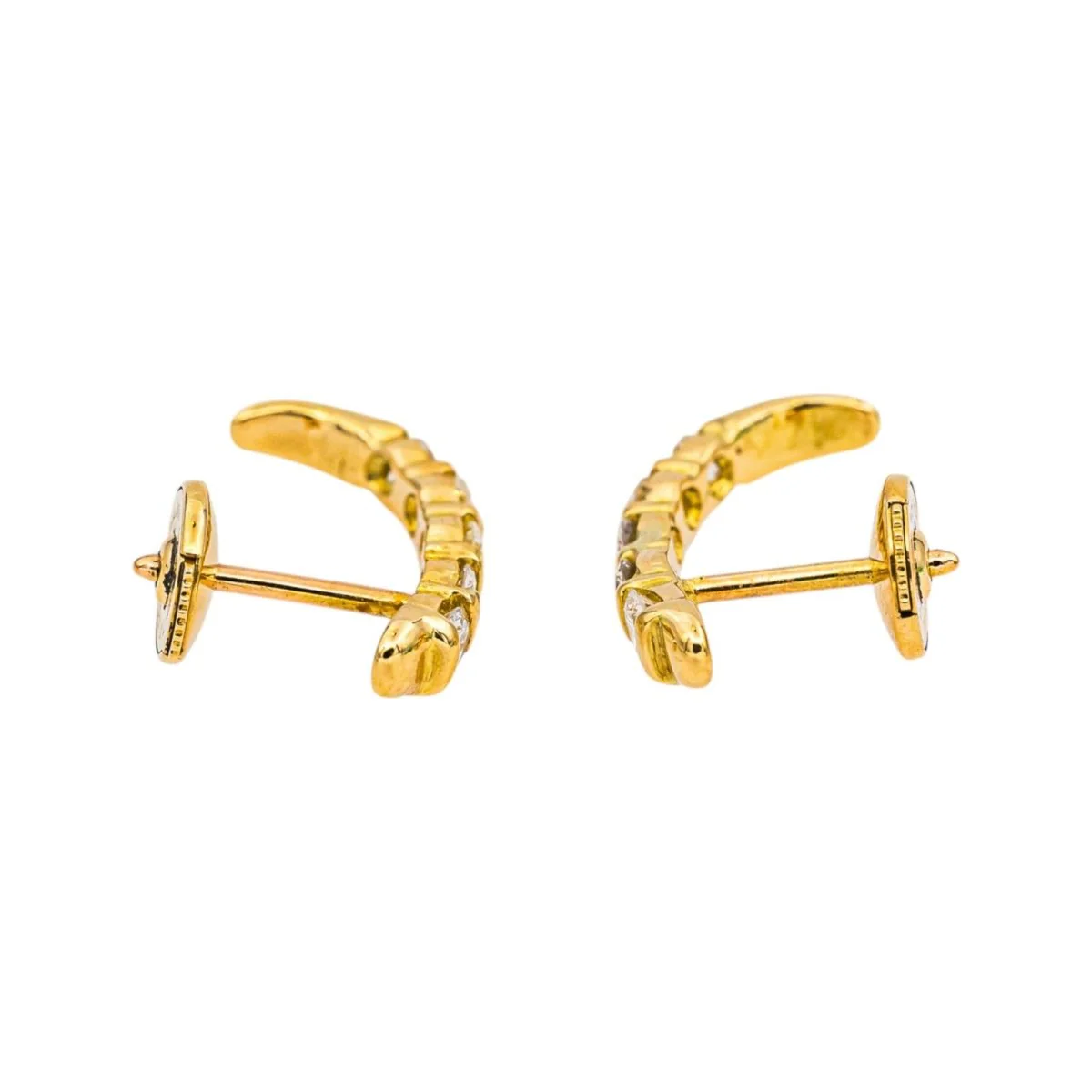 Boucles d'oreilles Puces en or jaune et diamants - Image 3