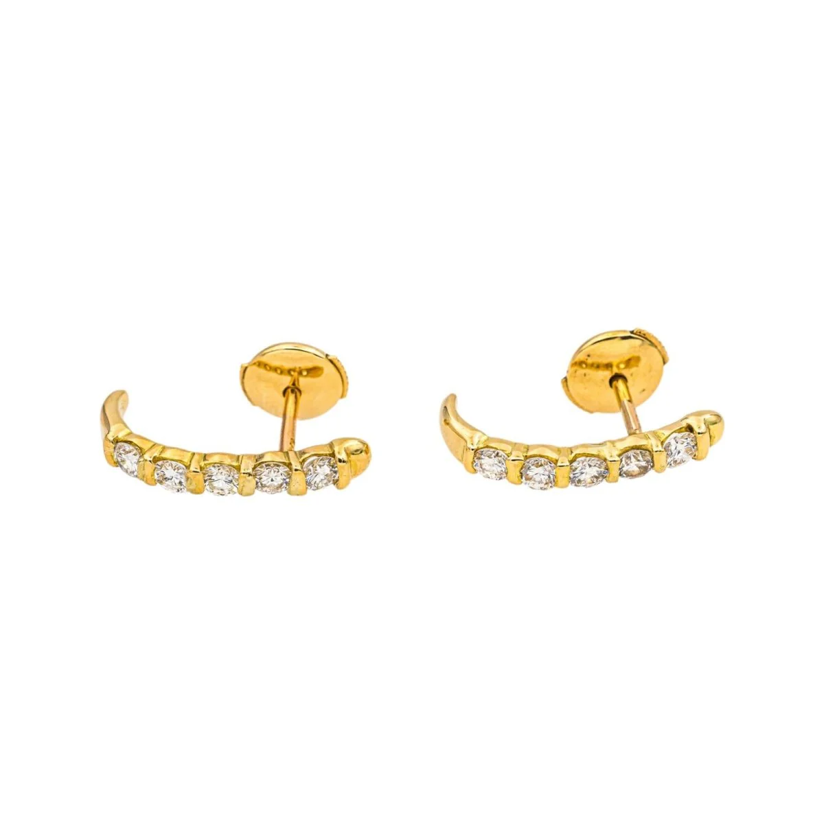 Boucles d'oreilles Puces en or jaune et diamants - Image 4