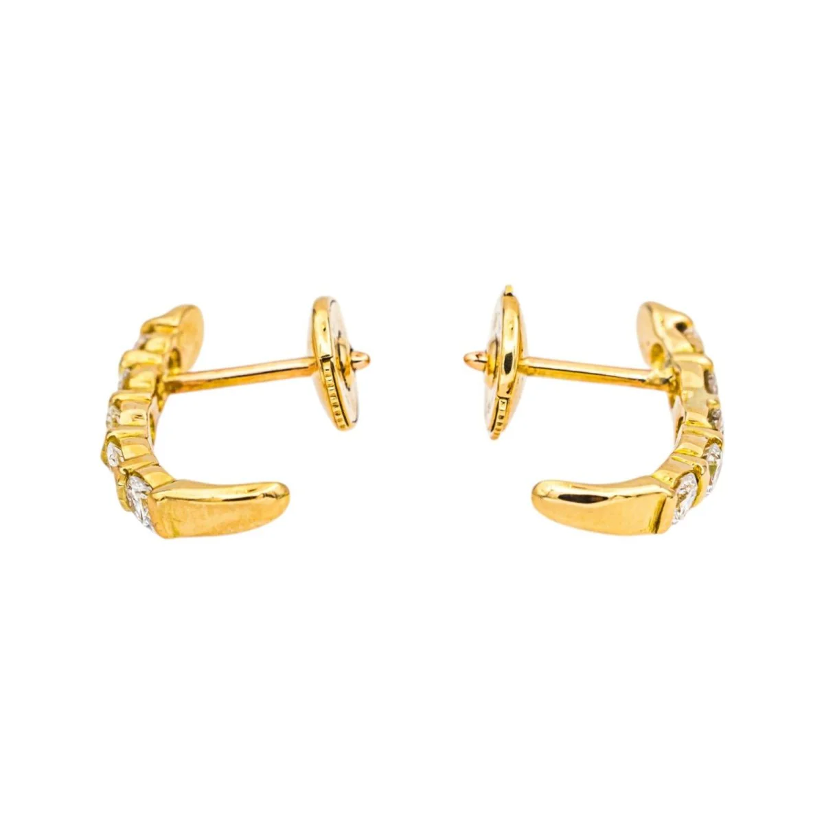 Boucles d'oreilles Puces en or jaune et diamants - Image 5
