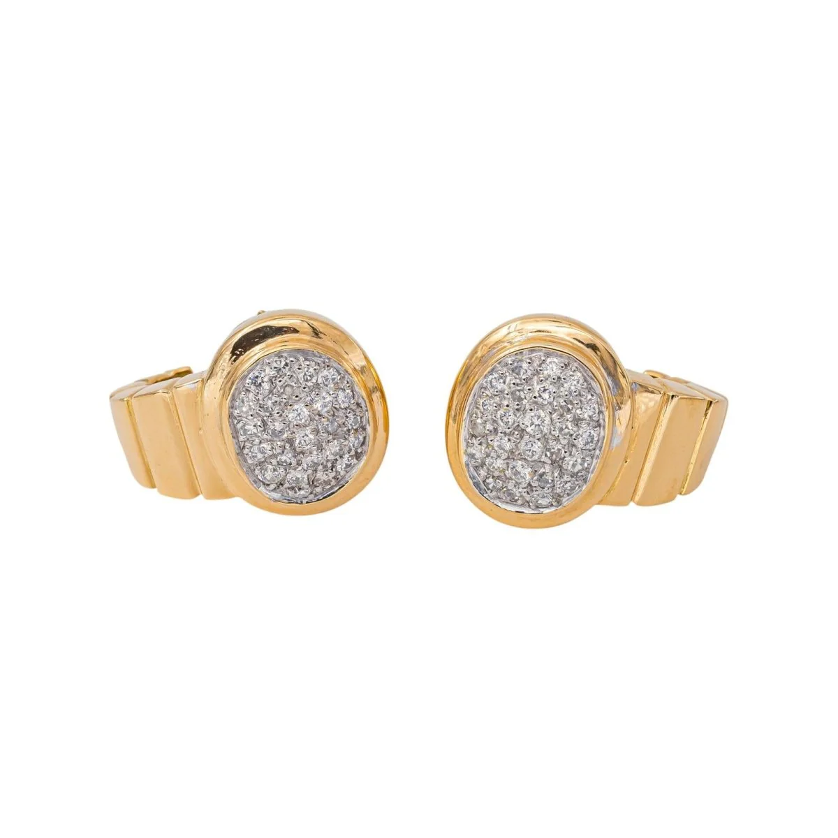 Boucles d'oreilles en or blanc, or jaune et diamants - Image 3