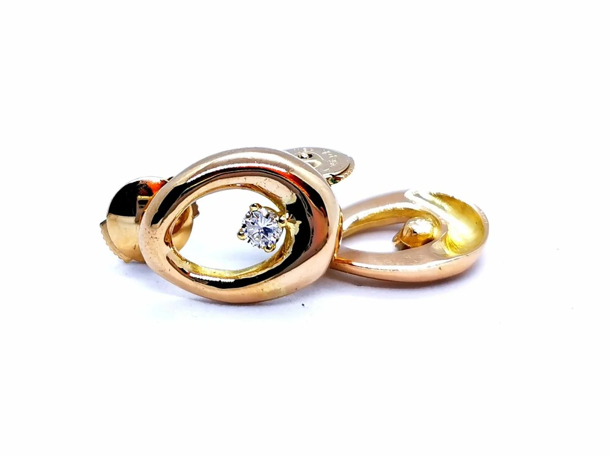 Boucles d'oreilles Alpa en or jaune et diamants - Image 4