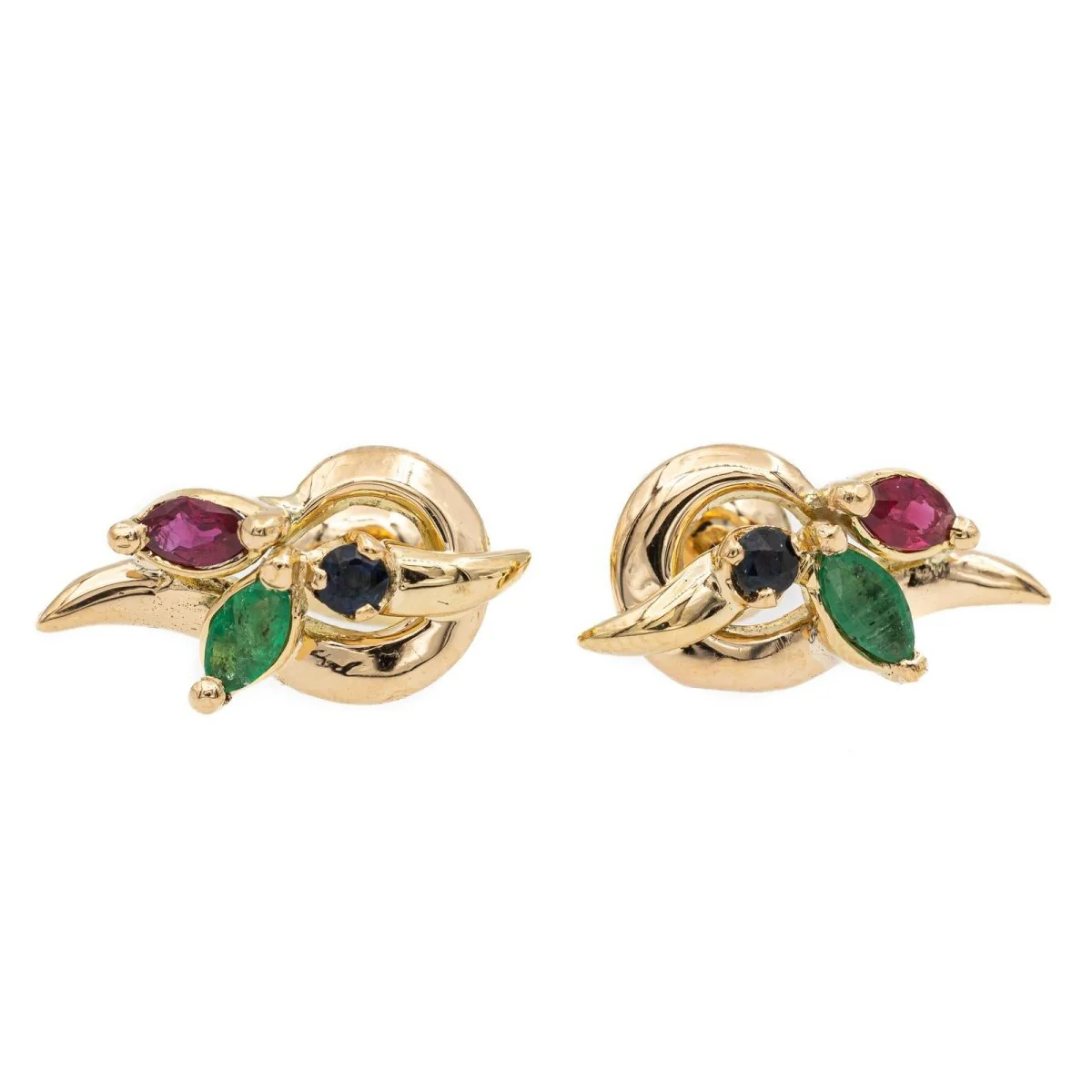Boucles d'oreilles  Or jaune Emeraude