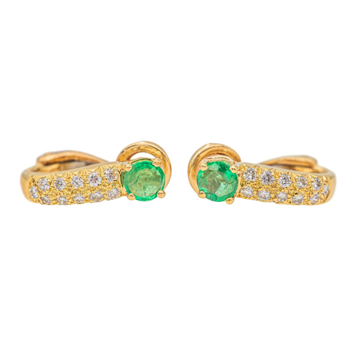 Boucles d'oreilles Or jaune Emeraude - Image 3