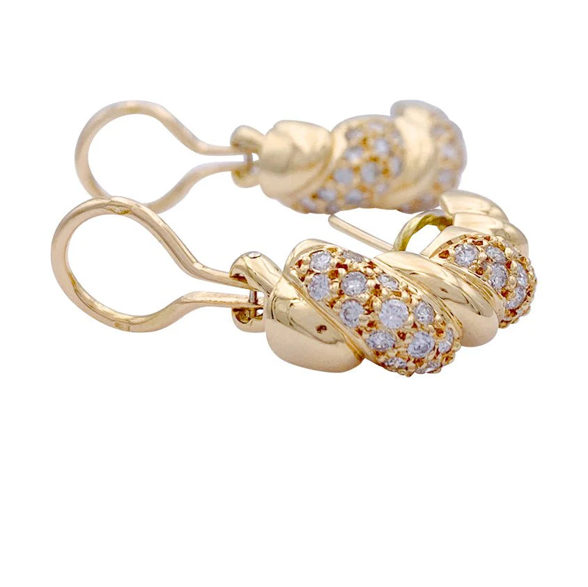 Boucles d'oreilles or jaune et diamants. - Image 3
