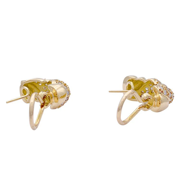 Boucles d'oreilles or jaune et diamants. - Image 4