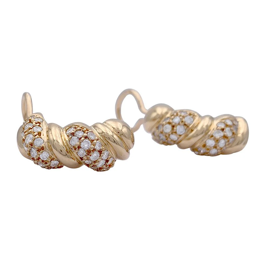 Boucles d'oreilles or jaune et diamants. - Image 6