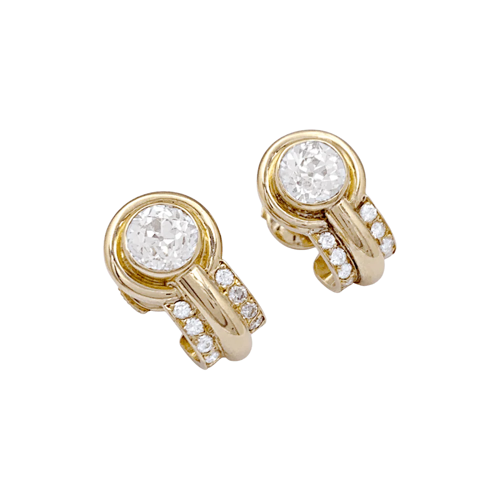 Boucles d'oreilles Clips en or jaune et diamants - Image 3