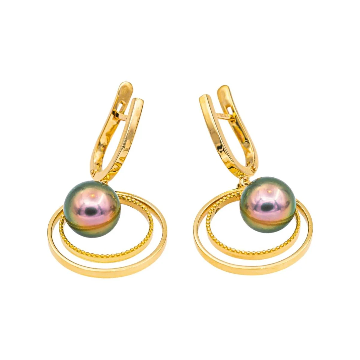 Boucles d'oreilles Dormeuses en or jaune et perles - Image 3