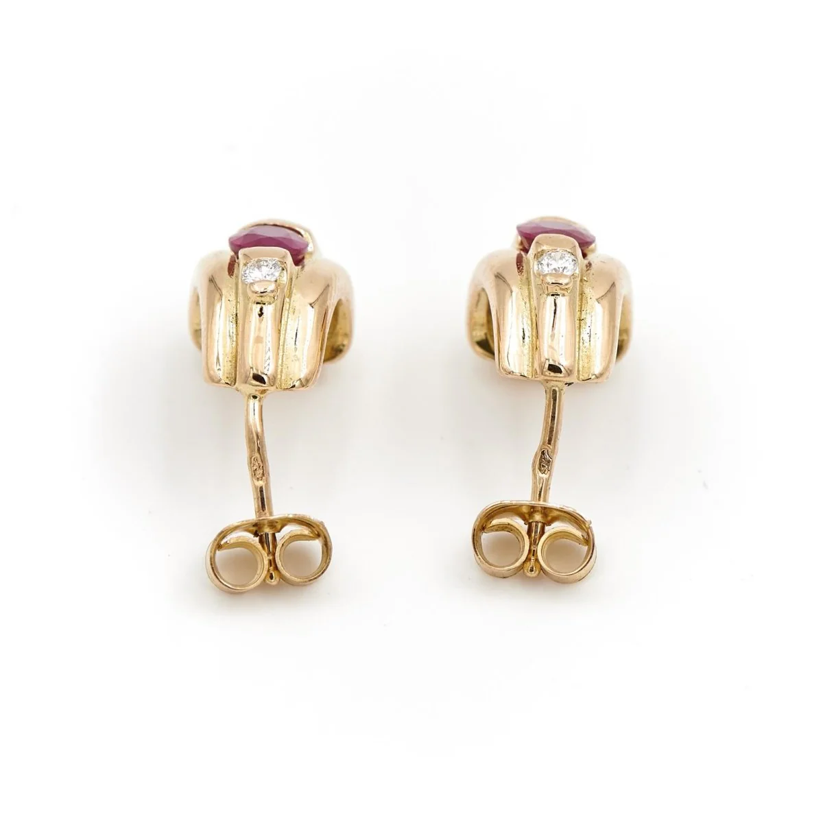 Boucles d'oreilles Or jaune Rubis - Image 4