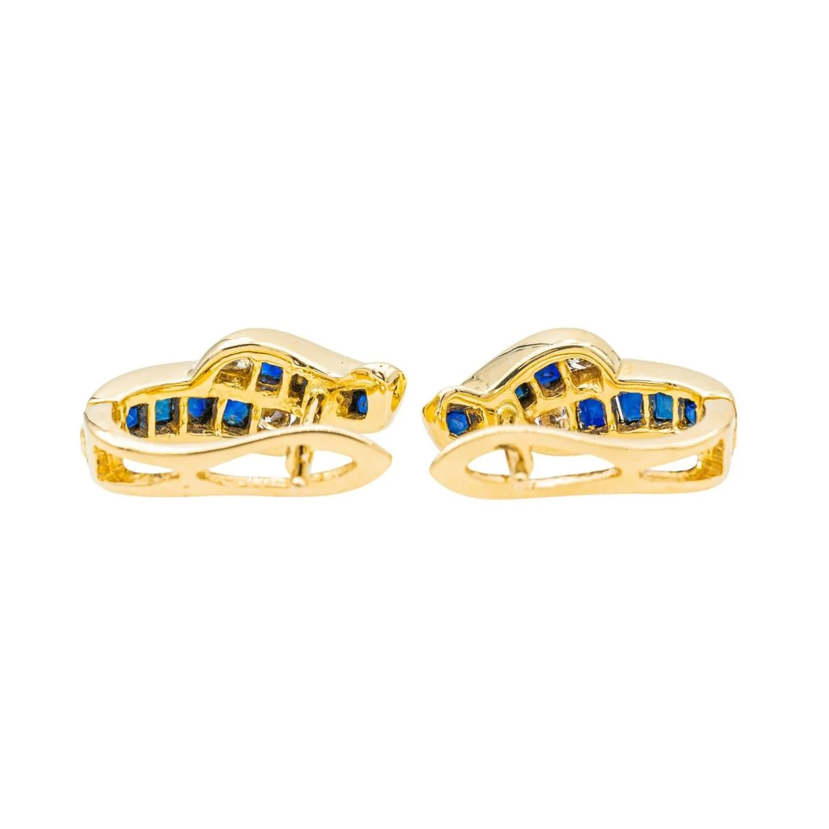 Boucles d'oreilles en or jaune avec saphirs et diamants - Image 5