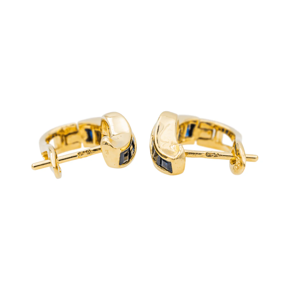 Boucles d'oreilles en or jaune avec saphirs et diamants - Image 7