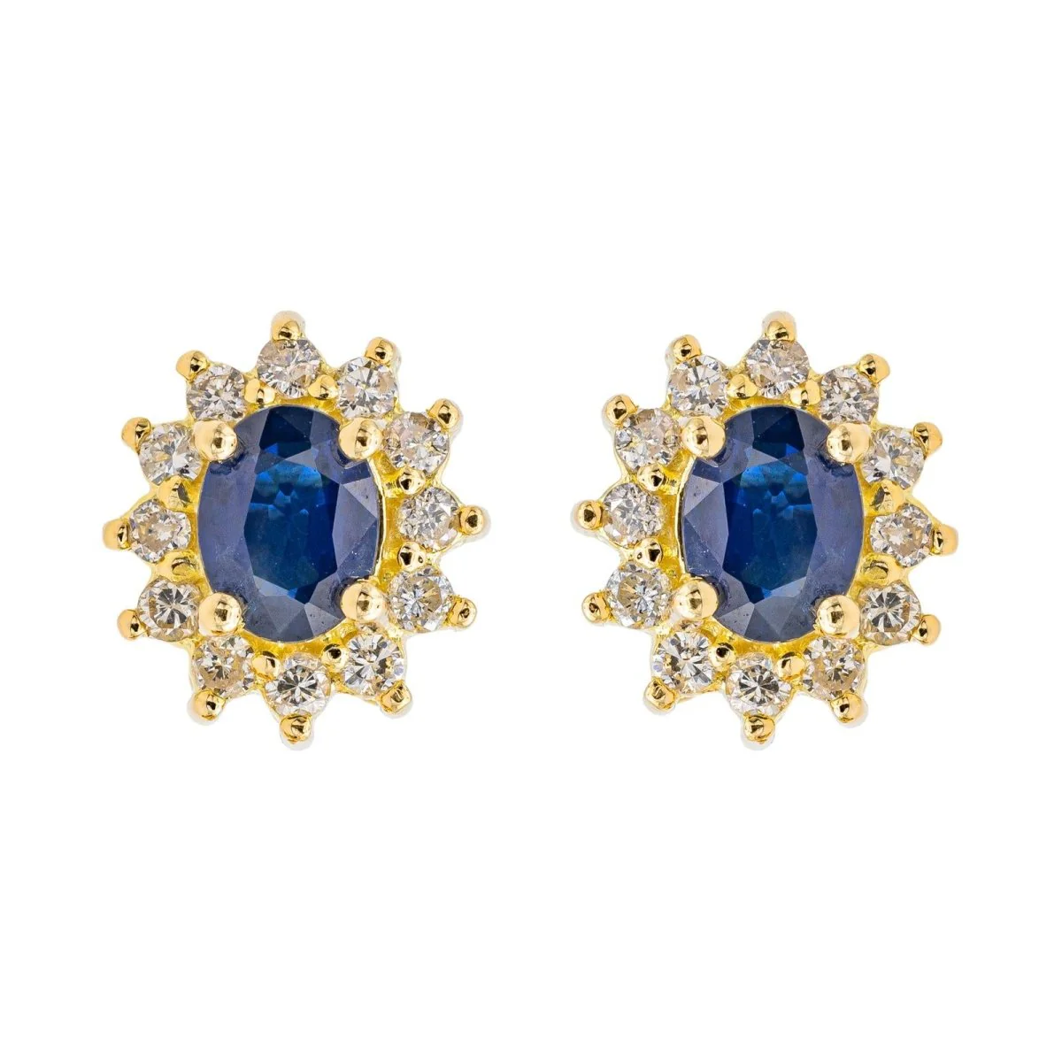 Boucles d'oreilles en or jaune, saphir et diamants