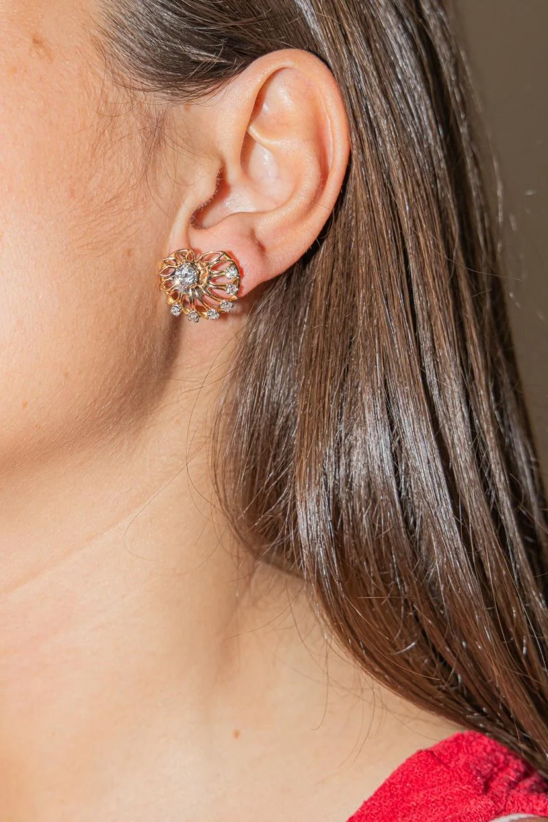 Boucles d'oreilles Or rose Diamant - Image 2