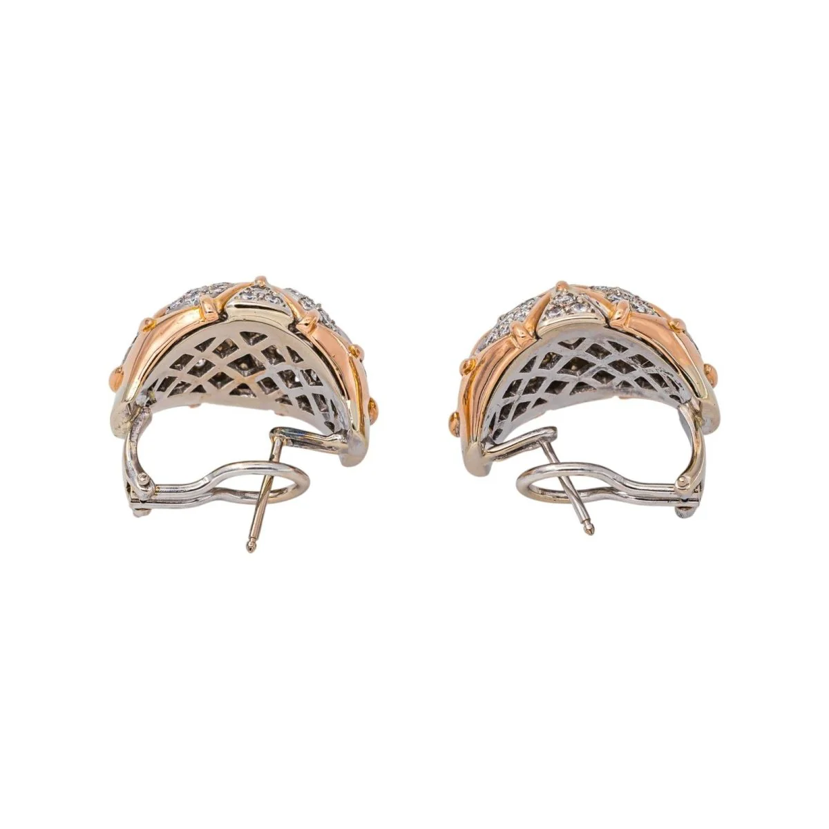 Boucles d'oreilles Clips en or blanc, or rose et diamants - Image 6
