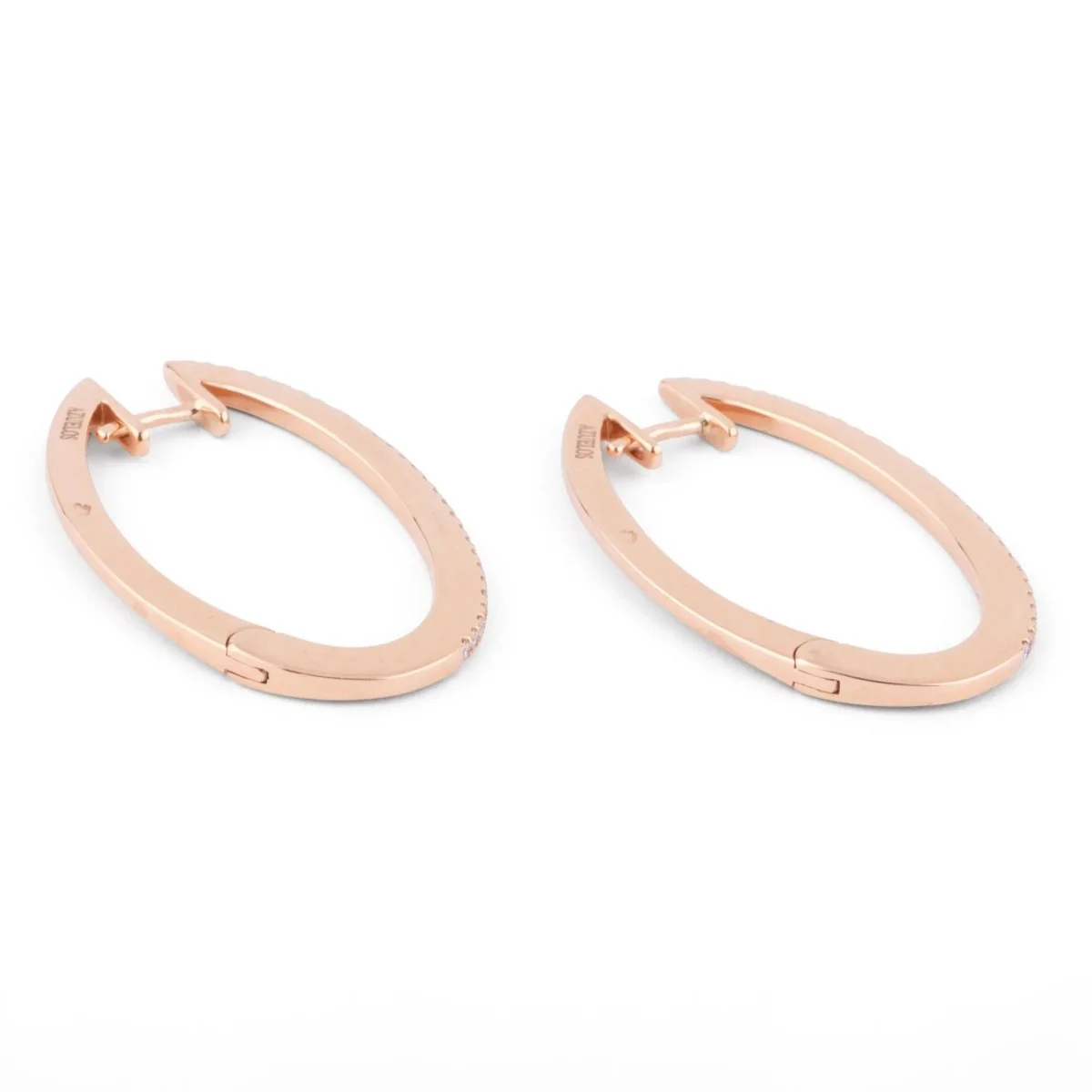 Boucles d'oreilles ovales en or rose et diamants - Image 5