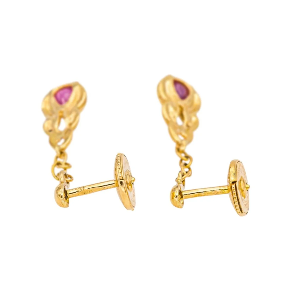 Boucles d'oreilles Pendantes en or blanc, or jaunes, rubis et diamants - Image 7