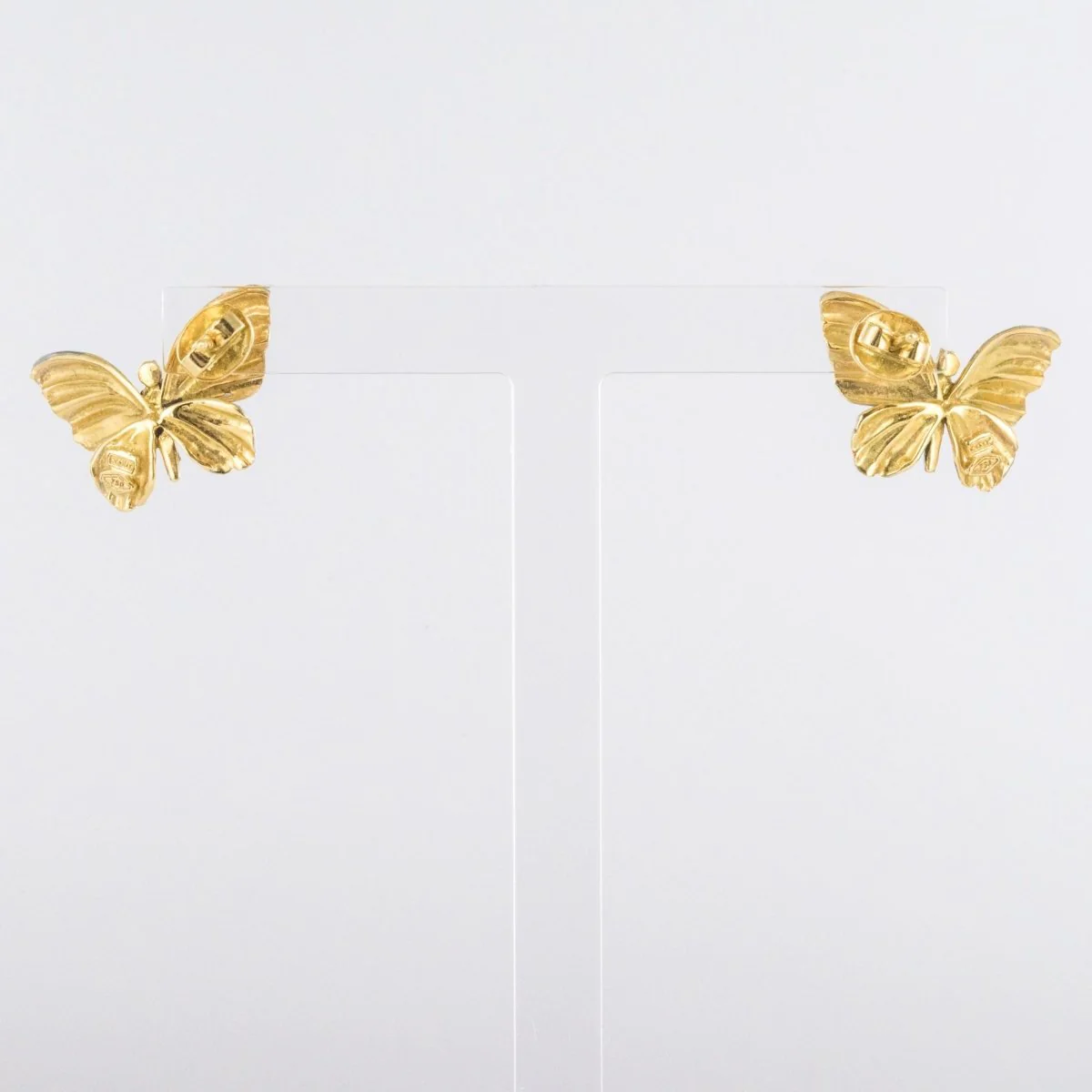 Boucles d'oreilles PAPILLONS en or jaune émail et diamants - Image 10
