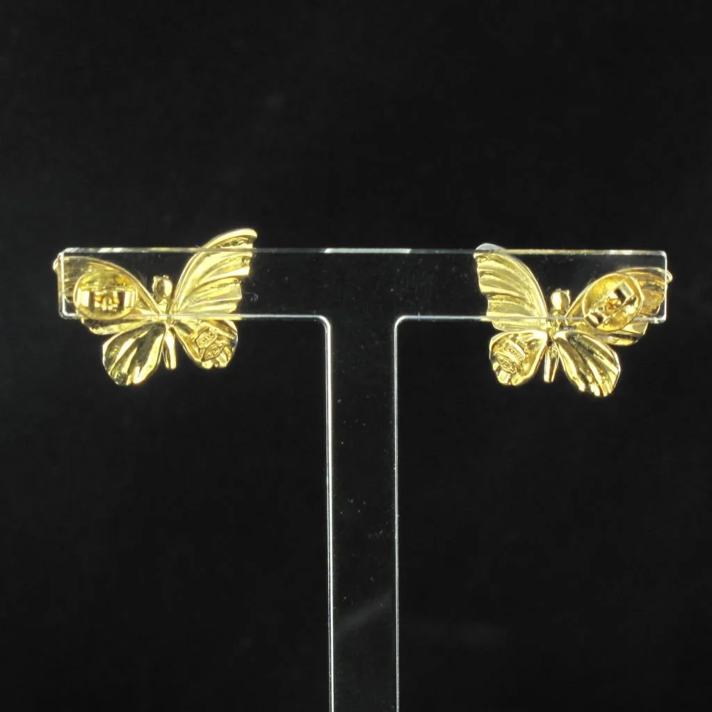 Boucles d'oreilles PAPILLONS en or jaune émail et diamants - Image 15
